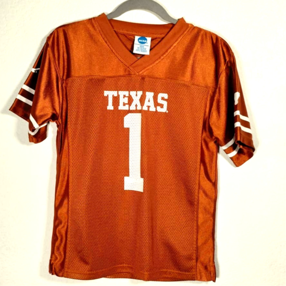University of Texas Longhorns Kid's Jersey NCAA by Knights Apparel, Sz 10 to 12